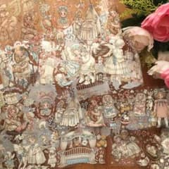 超レア レトロガール 天使 女の子 海外マステ 背景 ベッド カーテン