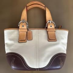 COACH ミニトートバッグ キャンバス レザー コンビ　オールドコーチのサムネイル