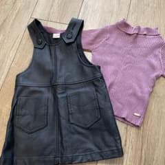 フェイクレザーサロペットスカート セットのサムネイル
