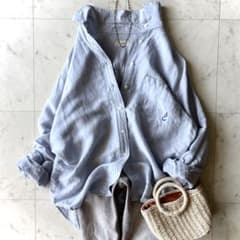 美品 IENA イエナ ラミーリヨセルロングシャツ サックスブルー 洗える