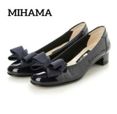 未使用品 ミハマ MIHAMA 紺エナメル リボン パンプス 22.5cm - メルカリ