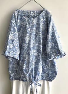 コットン半袖プルオーバー ゆったり 体型カバー 大人ナチュラル ハンドメイドのサムネイル