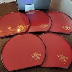山中漆器 宮本産業 半月盆 5枚セット 桜 金彩 トレー お盆 御膳 - メルカリ