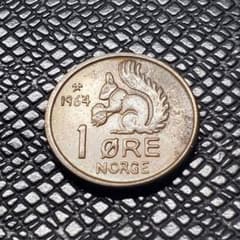 5574. 1964年 ノルウェー 1オーレ 海外硬貨 - メルカリ
