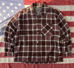 60s ウールシャツ 開襟シャツ 60s ウールシャツ 開襟 チェック vintage - メルカリ