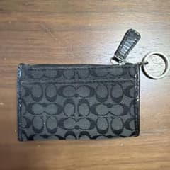 COACH コーチコインケース パスケース シグネチャー ブラック キーリング付のサムネイル