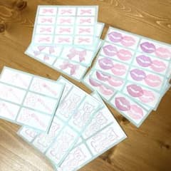 ファンシーラベルシールセット くまちゃん唇リボンモチーフ ポイント消化のサムネイル