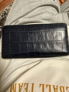 COACH 長財布 クロコ型押し ネイビー ラウンドファスナーのサムネイル