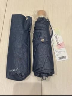 【美品】COKAGE+木手元50cm3段折りたたみ日傘 デニムブルー COKAGE+ 折りたたみ傘 「最高水準の日傘」COKAGE+ 木手元 ジャンプ式