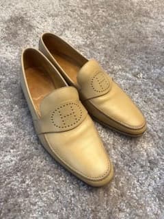 HERMES（エルメス）エブリン　Ｈロゴ　パンチング　ローファーシューズ　42 HERMES（エルメス）エブリン Hロゴ パンチング ローファーシューズ 42