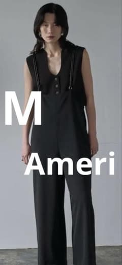 オーバーオール ブラック ワイドレッグサロペット レディース ameri 