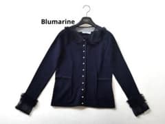 Blumarine レース×ファー パールボタン カーディガン ネイビー - メルカリ