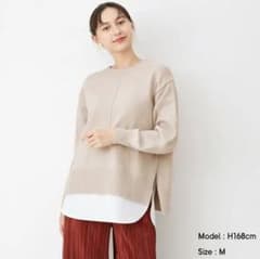 GU シャツテールコンビネーションセーター セーターのみMサイズ　ベージュのサムネイル