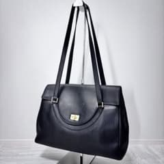 BALLY バリー ターンロック レザーショルダートートバッグ 黒 ゴールド金具のサムネイル