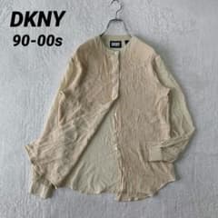 90-00s DKNY ダナキャラン ニューヨーク シルク ノーカラー ブラウス 90-00s DKNY ダナキャラン ニューヨーク シルク ノーカラー ブラウス