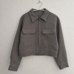 美品★ GU　レディース　アウター　ショート丈　ジャケット　ブルゾン　チェック柄