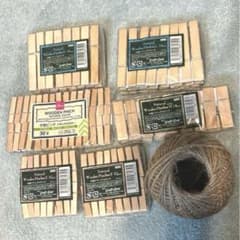 【麻紐つき】木製ピンチクリップ144個のサムネイル