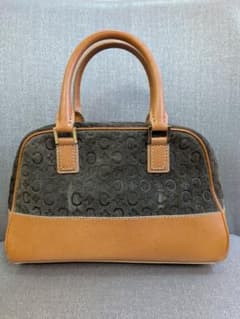 CELINE オールドセリーヌ マカダム スエード ハンドバッグ グリーン