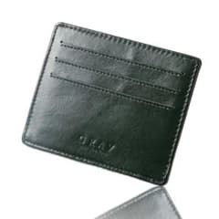 Ultra-thin men's wallet, genuine leather, featured in magazines, compact, lightweight, elegant, green.