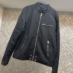 DIESELブラックシングルライダースジャケットのサムネイル