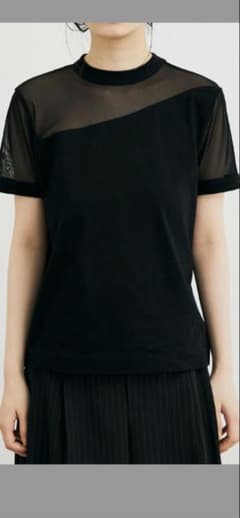 【タグ付き未使用】ADAM ET ROPE ブラック シースルーのTシャツ 半袖のサムネイル
