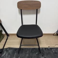 木目調背もたれ 折りたたみチェア ブラックのサムネイル