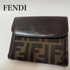 FENDI フェンディ ズッカ柄 二つ折り財布 キャンバス レザー ブラウン