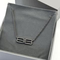 美品 BALENCIAGA BB ロゴ アイコン ネックレス シルバー チェーン
