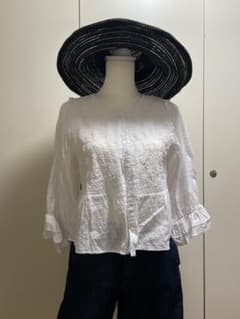 Ｌブラウス 刺繍 シャーリング 長袖