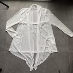 グレイマジック シアー　カーディガン ボレロ オープンフロント M ホワイト