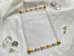 硬質 トレカケース デコ パール 白 ゴールド シンプルのサムネイル