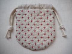 刺し子巾着　手刺繍のサムネイル