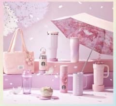 Korean Starbucks Cherry Blossom Cat Folding Umbrella (Sun and Rain Umbrella)