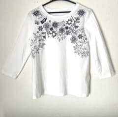 RES RALIQUE（レラリック）7分袖TシャツM 花柄刺繍のサムネイル