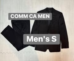【COMME CA MEN】スーツ✳︎ブラックトライプ✳︎上下セット✳︎メンズSのサムネイル
