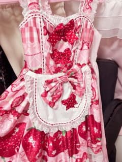 ロリータ いちご柄 ジャンパースカート ピンク♡のサムネイル