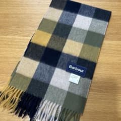 Barbour ネイビー系チェックマフラー サイズFのサムネイル