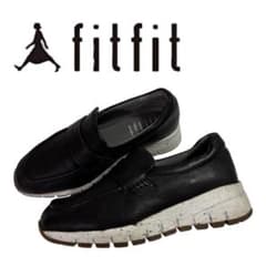 美品　fitfitレザー　ローファースニーカー24 cm フィットフィット　厚底