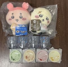 ちいかわ エニマイくじ　ぬいぐるみ 豆皿 グラス まとめ売り ちいかわ エニマイくじ ぬいぐるみ 豆皿 グラスセット6点セットまとめ