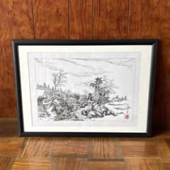 [One-of-a-kind item] Ink painting, Landscape painting, Fine art, Japanese painting, Landscape painting, Mountain, Tree