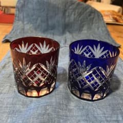 江戸切子 ペアグラス 赤・青のサムネイル