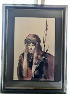 天野喜孝【まなざし】グイン・サーガ　絵画（シバクローム、手彩）【作品保証書付】 天野喜孝【まなざし】グイン・サーガ 絵画（シバクローム、手彩