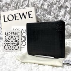 LOEWE ロエベ 二つ折り財布 アナグラム レザー 黒 LOEWE（ロエベ） アナグラム レザー 二つ折り財布 レザー スタッズ 黒