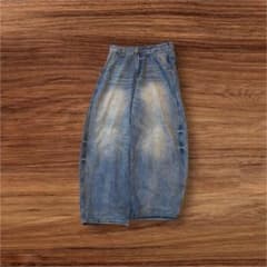 y*9様 ワイドデニムパンツ ライトブルー ウォッシュ加工のサムネイル