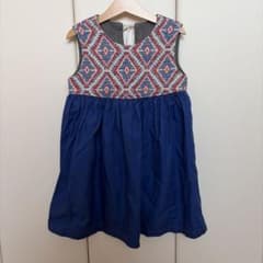 CL 子供服　刺繍ワンピース　ナチュラル　タンクトップ　110 ブルー