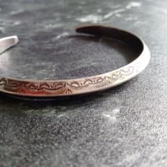 Titanium etched pattern open bangle, vintage, antique.