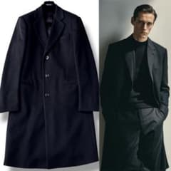 ジョルジオ アルマーニ 黒タグ チェスター コート ブラック 黒 46 M〜L