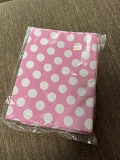 新品　未使用　綿プリント生地　ピンク✖️水玉のサムネイル