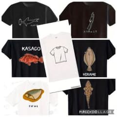 イラストTシャツメンズ（S.Mサイズ）Mサイズ在庫切れ間近　ヒラメMサイズ完売のサムネイル