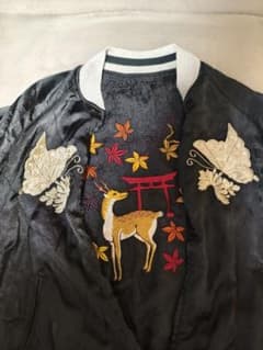 リバーシブル スカジャン刺繍 和柄 猪鹿蝶 花札 メンズ レーヨン リバーシブル スカジャン刺繍 和柄 猪鹿蝶 花札 メンズ レーヨン